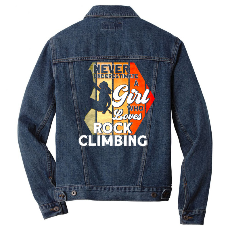 Rock Climbing Climber Climbing Retro Men Denim Jacket | Artistshot