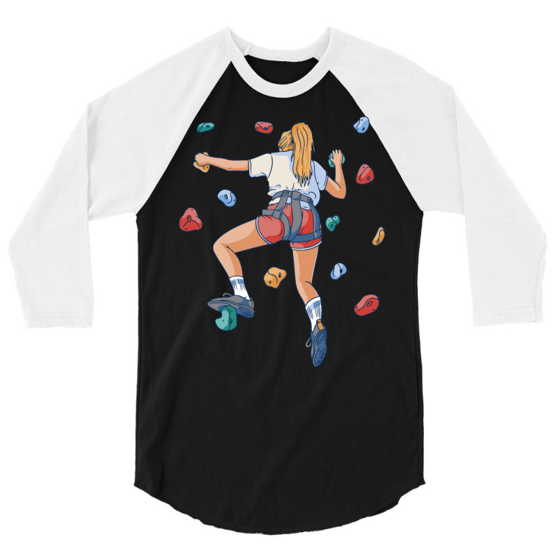 Woman Climbing A Wall Aesthetic 3/4 Sleeve Shirt | Artistshot