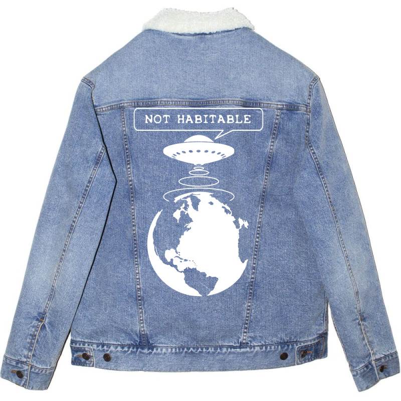 Planet Not Habitable Green Unisex Sherpa-lined Denim Jacket | Artistshot