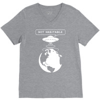 Planet Not Habitable Green V-neck Tee | Artistshot