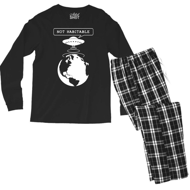 Planet Not Habitable Green Men's Long Sleeve Pajama Set | Artistshot