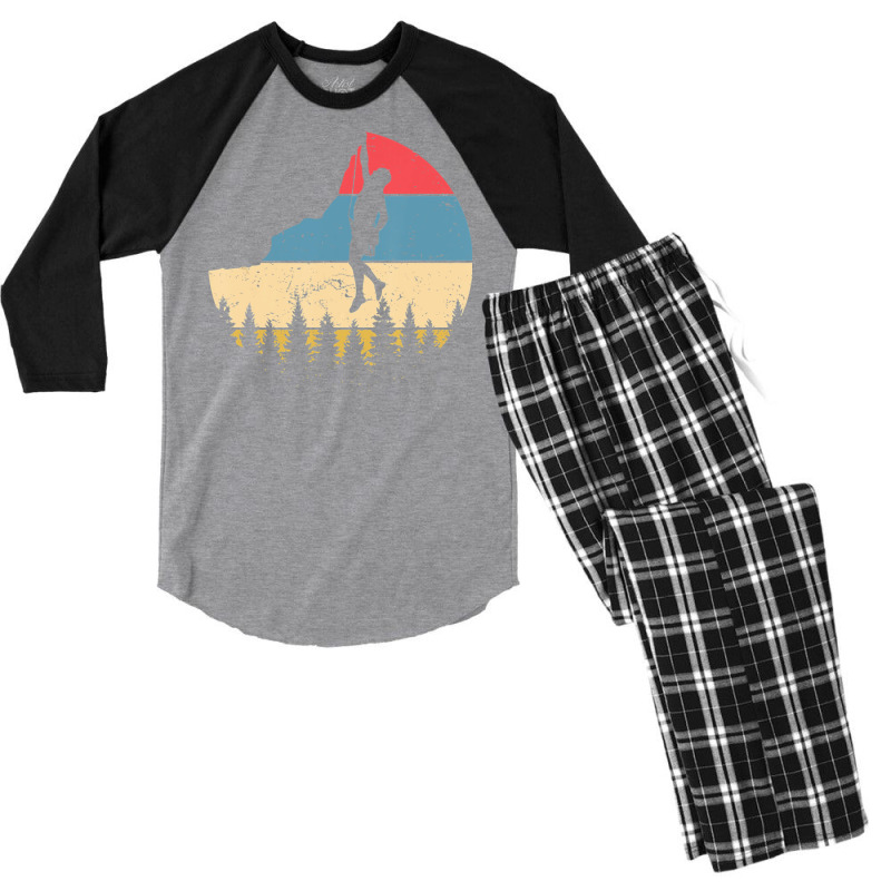 Vintage Rock Climbing T  Mountain Climber Gift Men's 3/4 Sleeve Pajama Set | Artistshot