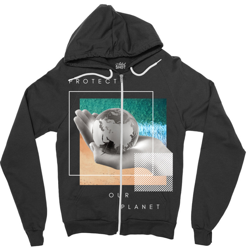 Protect Our Planet Retro Zipper Hoodie | Artistshot