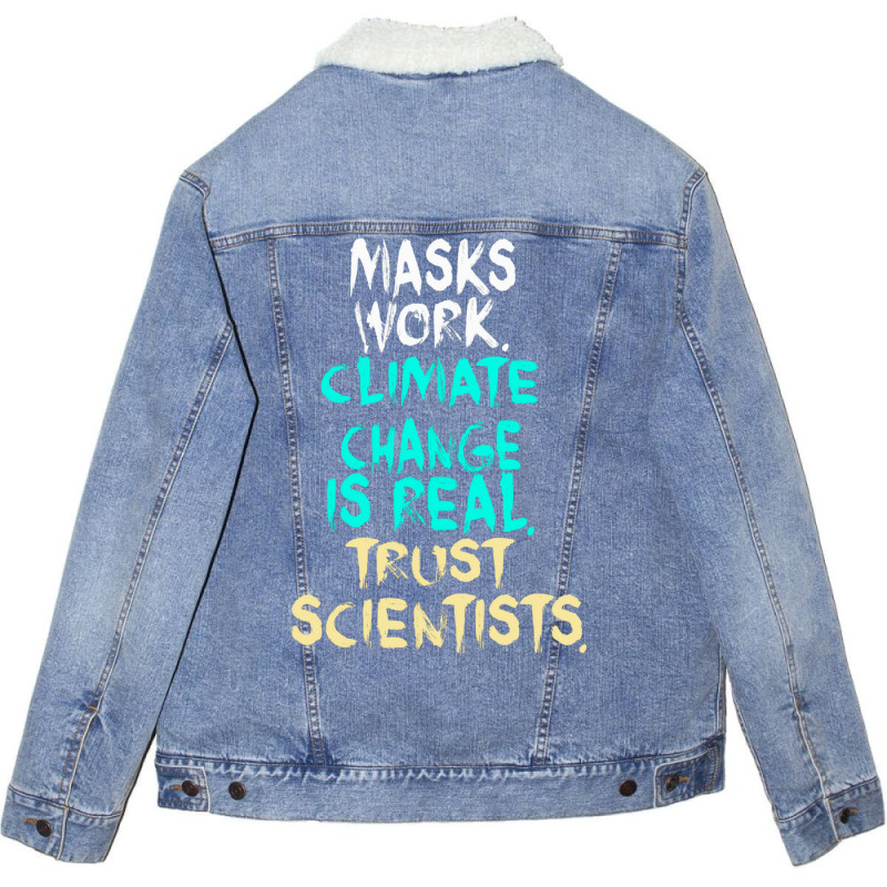 S Work Climate Change Is Real Trust Scientists Ret Unisex Sherpa-lined Denim Jacket | Artistshot