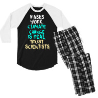 S Work Climate Change Is Real Trust Scientists Ret Men's 3/4 Sleeve Pajama Set | Artistshot