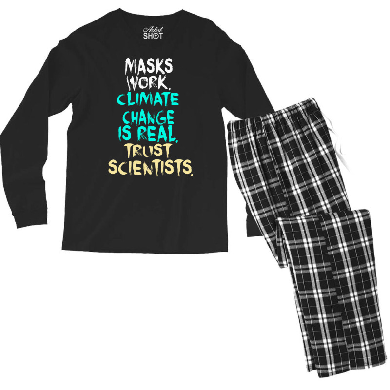 S Work Climate Change Is Real Trust Scientists Ret Men's Long Sleeve Pajama Set | Artistshot