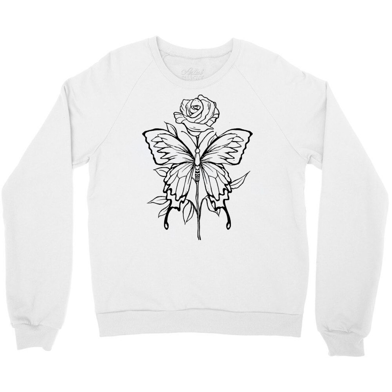 Soft Grunge Rose Butterfly Fairycore Aesthetic Lov Crewneck Sweatshirt | Artistshot