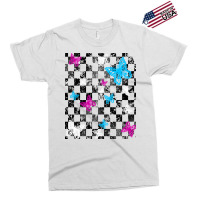 Butterfly Checkerboard Dark Version Blue Exclusive T-shirt | Artistshot