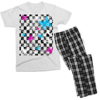 Butterfly Checkerboard Dark Version Blue Men's T-shirt Pajama Set | Artistshot