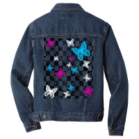 Butterfly Checkerboard Dark Version Blue Men Denim Jacket | Artistshot