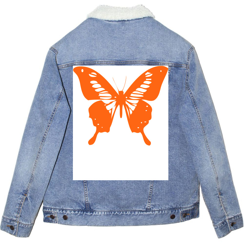 Butterfly Orange Girl Unisex Sherpa-lined Denim Jacket | Artistshot