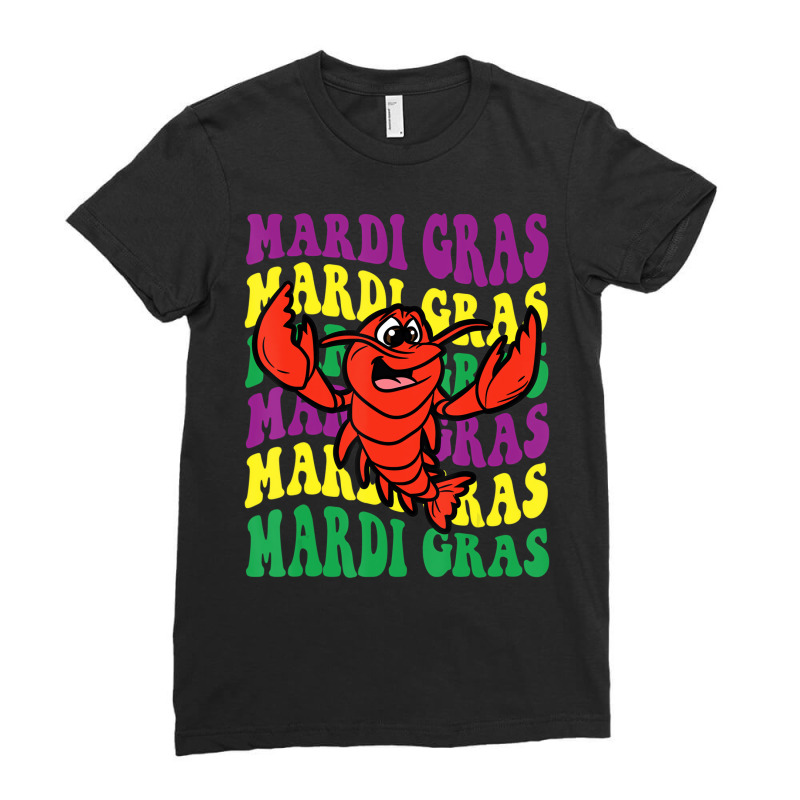 Crawfish Mardi Gras Retro Mudbug Carnival Parade C Ladies Fitted T-Shirt by catricegar | Artistshot