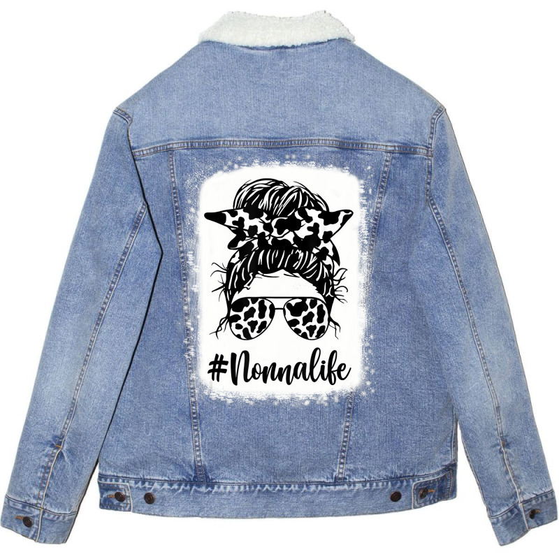 Nonna Life Cow Messy Bun Hair Bleached Mother's Da Unisex Sherpa-lined Denim Jacket | Artistshot