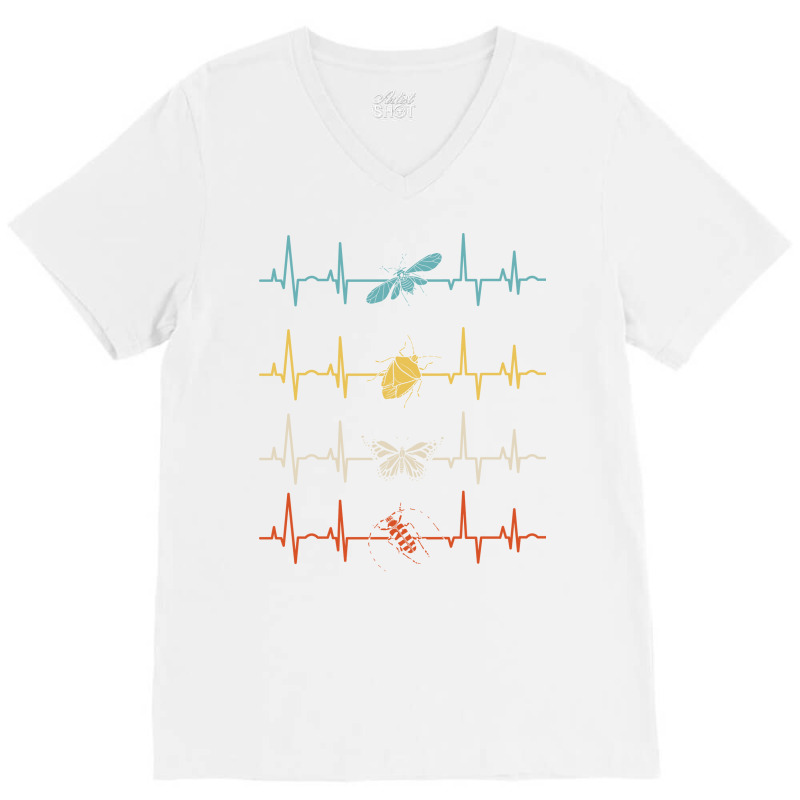 Entomology Entomologist Insects Bugs Heartbeat 70s V-Neck Tee by kejaboant | Artistshot