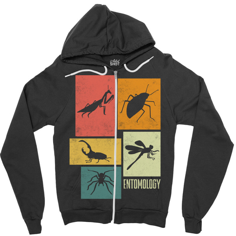 Entomology Entomologist Insects Silhouettes Blue Zipper Hoodie | Artistshot