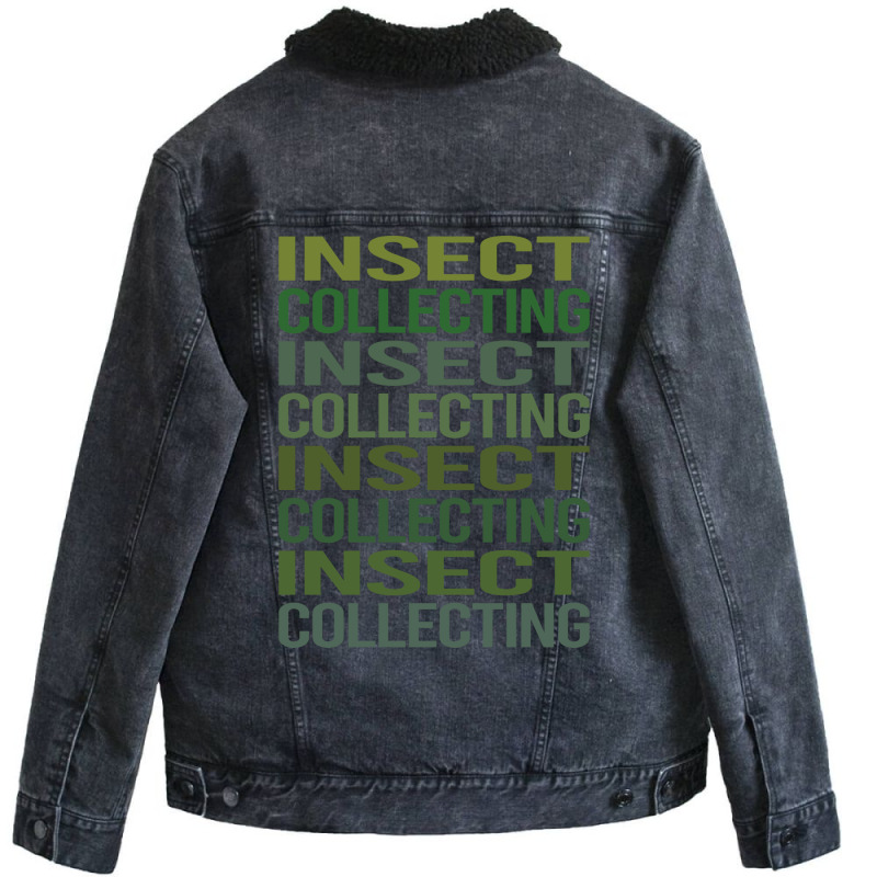 Green Text Insect Collecting Yellow Unisex Sherpa-lined Denim Jacket | Artistshot