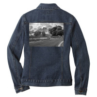 Alnwick Castle In Monochrome Ladies Denim Jacket | Artistshot