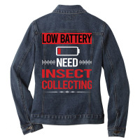 Low Battery Insect Collecting Girl Ladies Denim Jacket | Artistshot