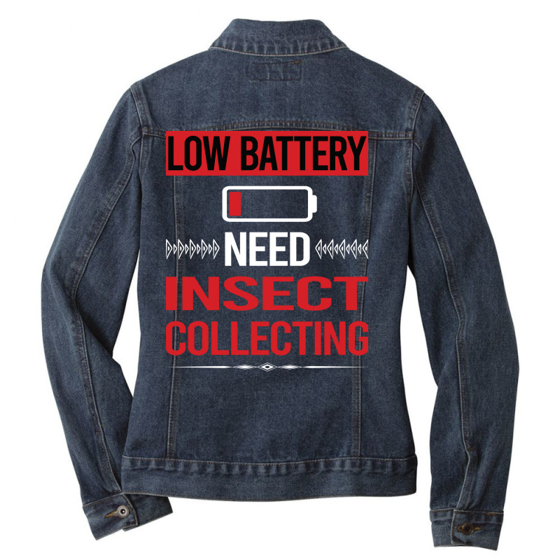 Low Battery Insect Collecting Girl Ladies Denim Jacket by alhrobondisp | Artistshot