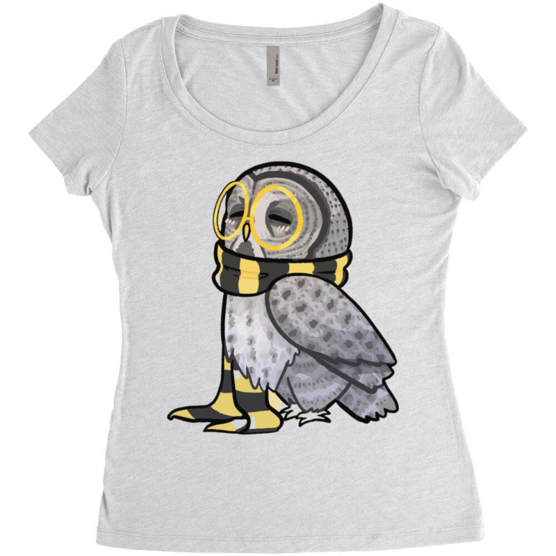 An Owl In A Black And Yellow Stripey Scarf Women's Triblend Scoop T-shirt by incilafirgaz | Artistshot