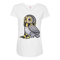 An Owl In A Black And Yellow Stripey Scarf Maternity Scoop Neck T-shirt | Artistshot