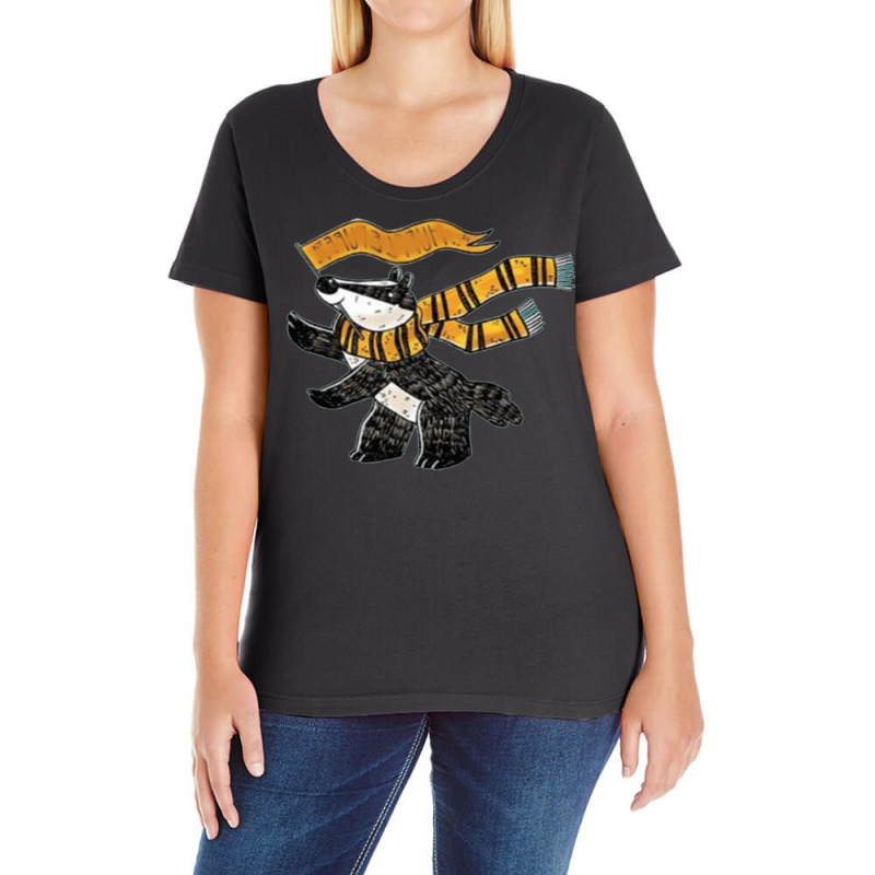 Badger In Scarf For Wizards Ladies Curvy T-Shirt by jipppuranie | Artistshot