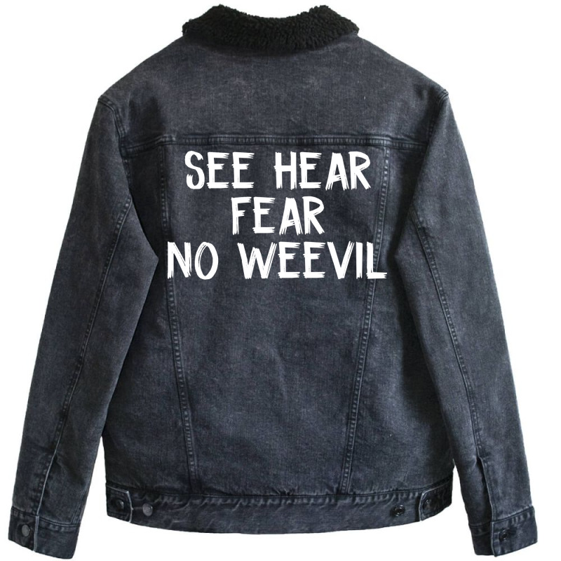 See Hear Fear No Weevil Retro Unisex Sherpa-lined Denim Jacket | Artistshot