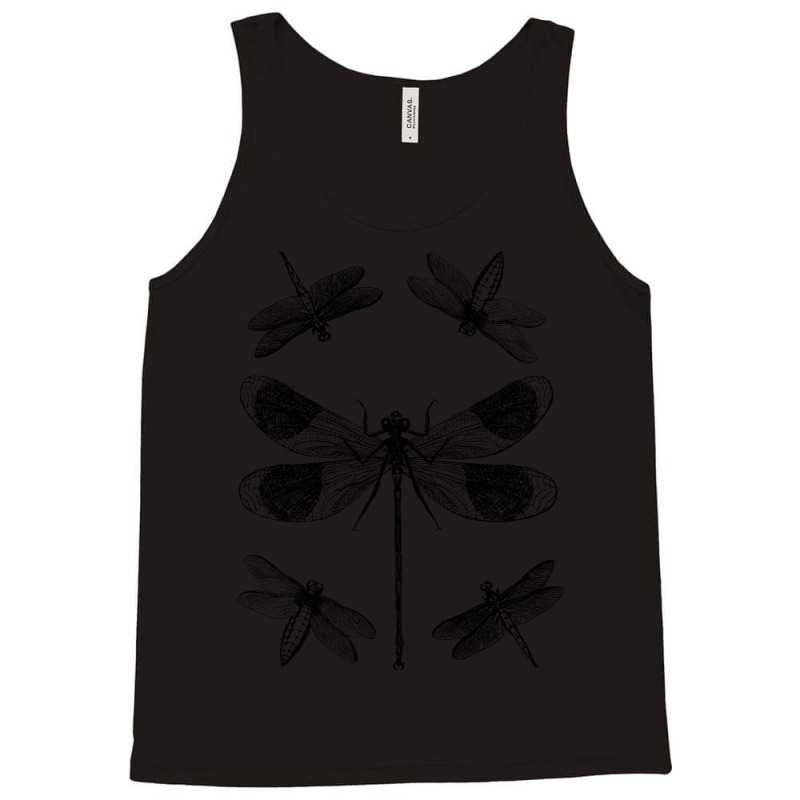 Vintage Dragonflies Entomology Red Tank Top | Artistshot