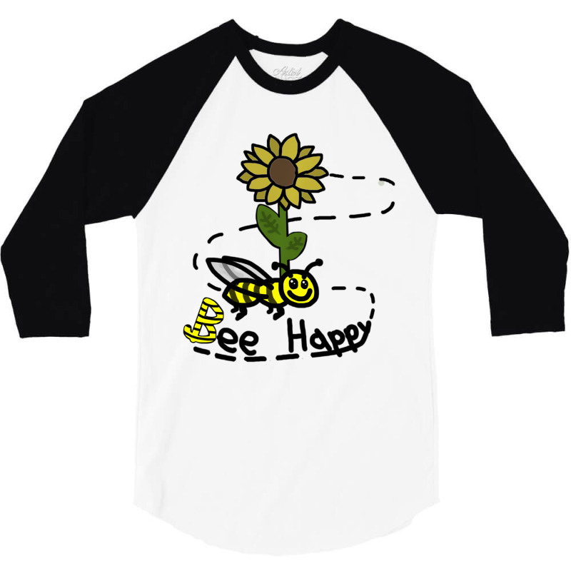 Bee Happy Pullover Hoodie 3/4 Sleeve Shirt | Artistshot