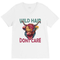 Cowgirl Wild Hair Dont Care Scottish Highland Cows V-neck Tee | Artistshot