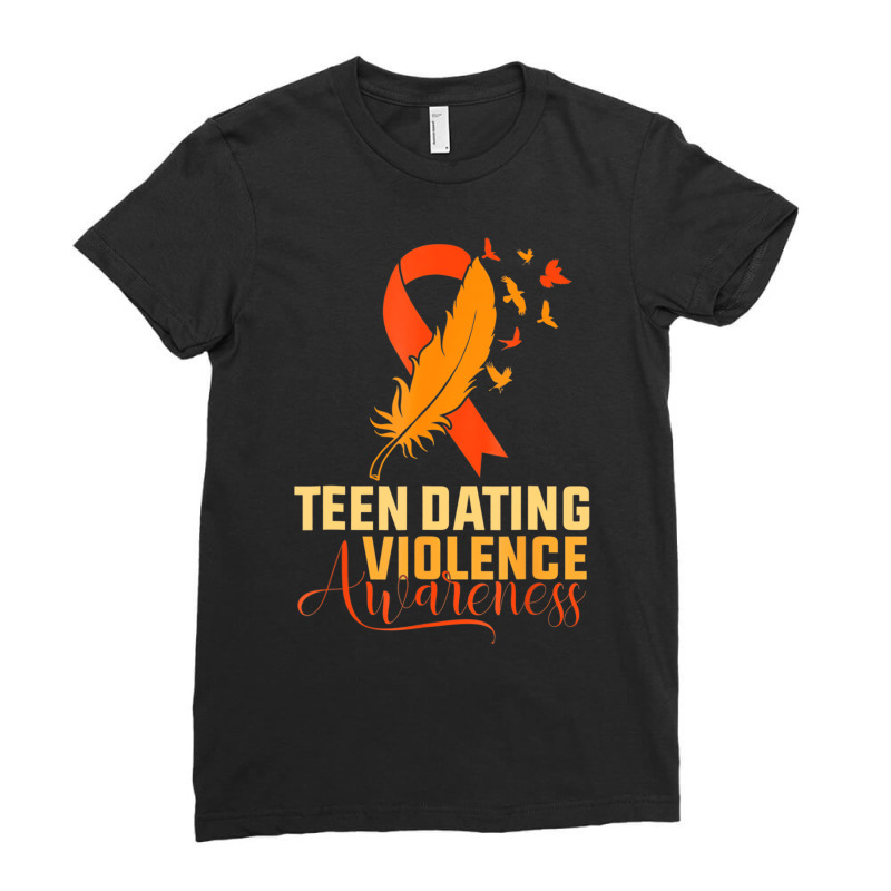 In February We Wear Orange Teen Dating Violence Aw Ladies Fitted T-Shirt by kasseluk | Artistshot