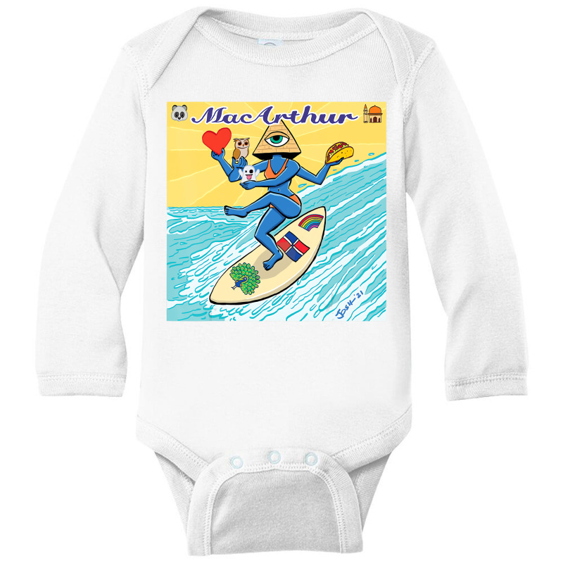 Macarthur   Surfing Pyramid Text Goddess T Shirt Long Sleeve Baby Bodysuit | Artistshot