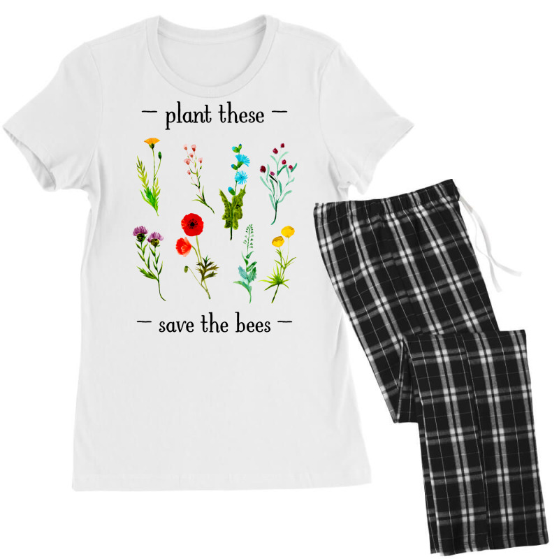 Plant These Save The Bees Watercolor Wildflowers C Women's Pajamas Set | Artistshot