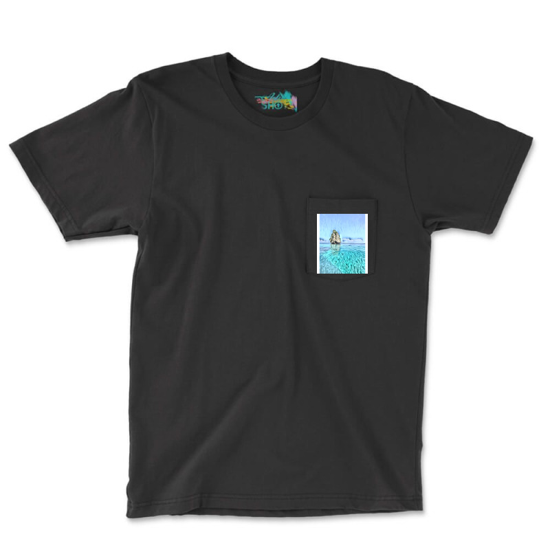 The Majestic Shoreline Seaside Art Pocket T-shirt | Artistshot