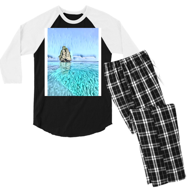 The Majestic Shoreline Seaside Art Men's 3/4 Sleeve Pajama Set | Artistshot