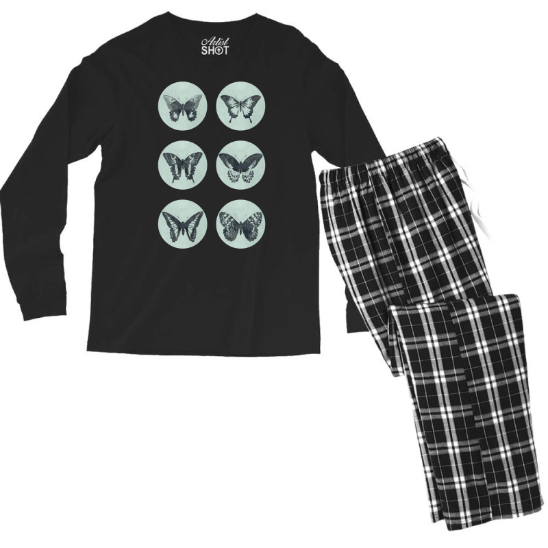 Vintage Butterflies Mega Sticker Pack Blue Retro S Men's Long Sleeve Pajama Set | Artistshot