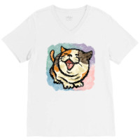 Tortoiseshell Cat Is Happy Aesthetic V-neck Tee | Artistshot