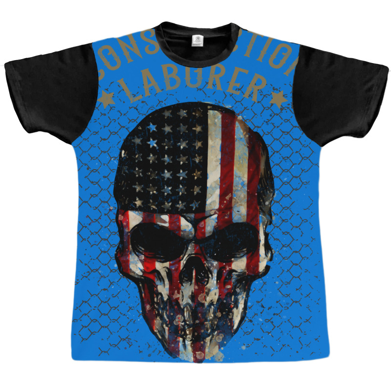 Construction Laborer Watercolor Skull In American Graphic T-shirt by qiyamtorlesp | Artistshot