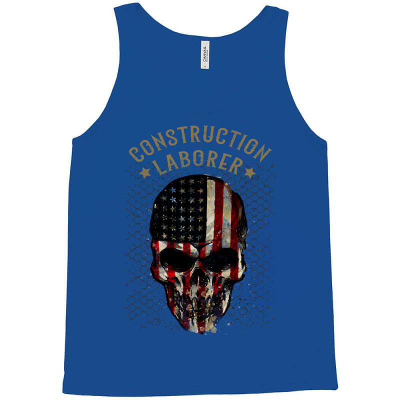 Construction Laborer Watercolor Skull In American Tank Top by qiyamtorlesp | Artistshot