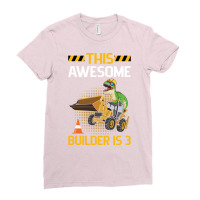 Construction Design For A 3 Year Old Birthday Boy Ladies Fitted T-shirt | Artistshot