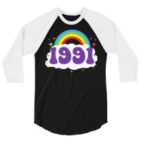 Rainbow 1991 Birthday  70s 3/4 Sleeve Shirt | Artistshot