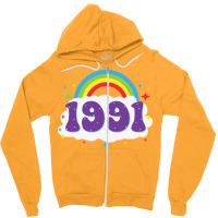 Rainbow 1991 Birthday  70s Zipper Hoodie | Artistshot