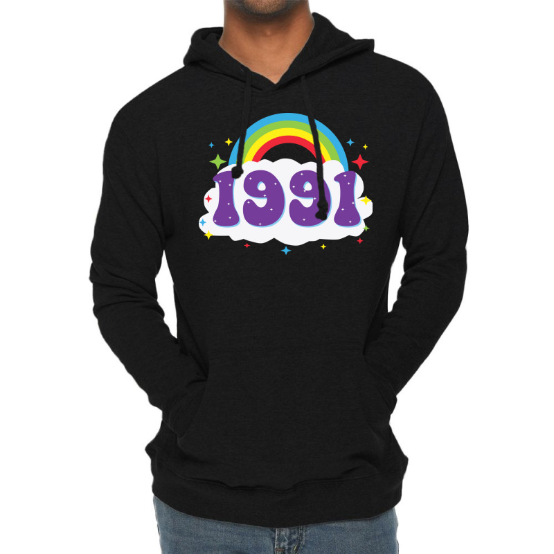 Rainbow 1991 Birthday  70s Lightweight Hoodie | Artistshot