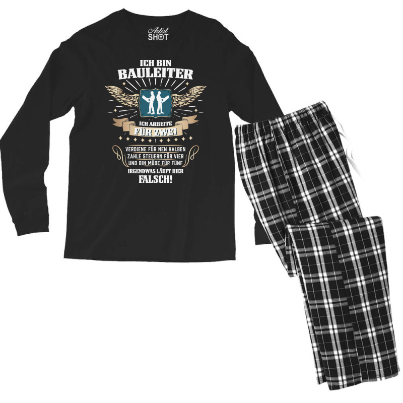 Construction Manager Underpaid And Overworked Yell Men's Long Sleeve Pajama Set | Artistshot