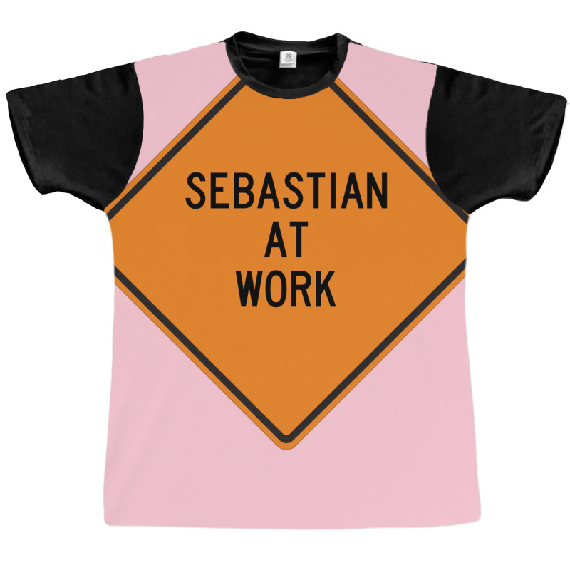 Sebastian At Work Funny Warning Sign Green Graphic T-shirt | Artistshot