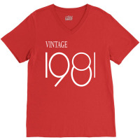 Vintage 1981 Birthday  Trending V-neck Tee | Artistshot