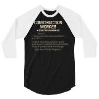 Construction Worker Funny Definition Green Stars 3/4 Sleeve Shirt | Artistshot