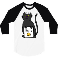 Cute Cat Says Hello Nature 3/4 Sleeve Shirt | Artistshot