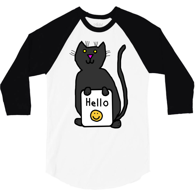 Cute Cat Says Hello Nature 3/4 Sleeve Shirt by ushaanthihr | Artistshot