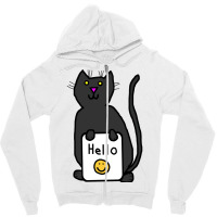 Cute Cat Says Hello Nature Zipper Hoodie | Artistshot